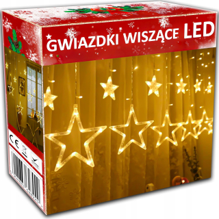 LED VIANOČNÉ HVIEZDY ZÁVESNÉ GARLANDY VIANOČNÉ SVETLÁ ZLATÉ LED ZÁCLONY